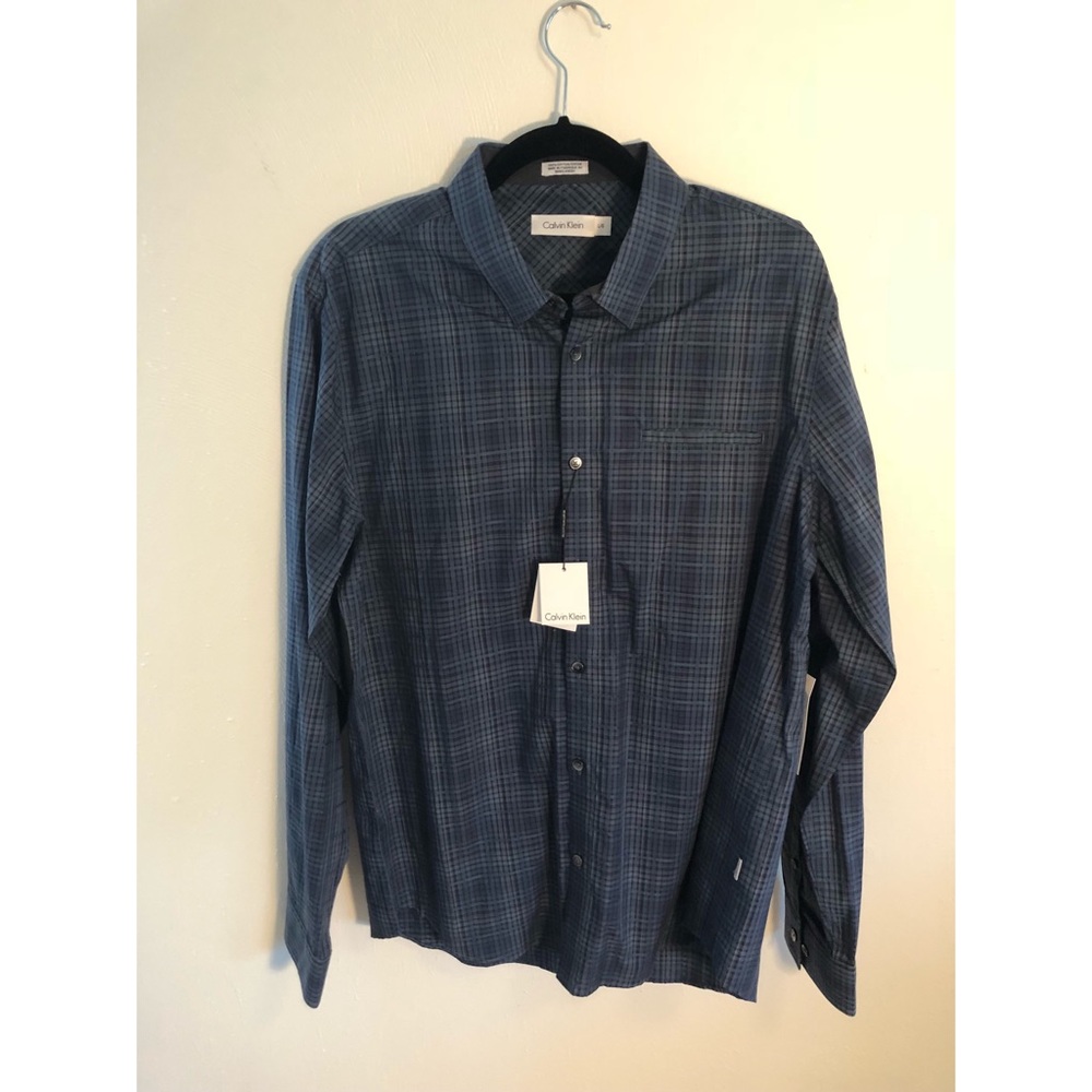 Calvin Klein Blue Striped Long Sleeve Button Down